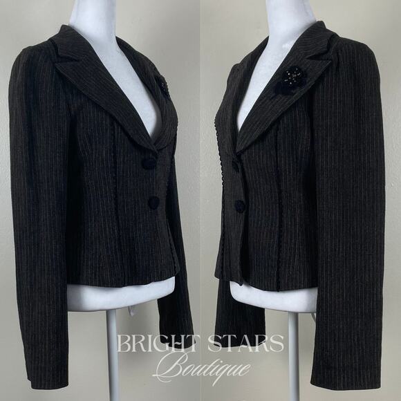 Extremely Rare Blazer Jacket ASO Lorelai Gilmore Girls Applique Flower Brown - Picture 6 of 12